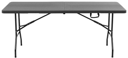 Tavolo pieghevole in Rattan richiudibile Antracite, 180x74x75 da giardino Eventi Giardino Perfetto Campeggio, da Buffet, da Cucina | Tavolini Valigetta con Maniglia Tavolo Pieghevole salvaspazio