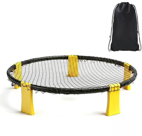 Set Roundnet Completo con 3 Palline, Rete, Pompa e Borsa da Trasporto, ball Spike Set Gioco da Spiaggia e Giardino, Mini Volley Outdoor per 2-6 Giocatori, Giochi da Spiaggia per Parco,Prato e Cortile