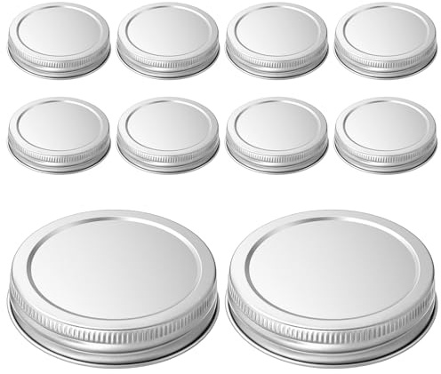 Elegaperma 10pcs Mason Jar Lids, 2.83in Tinplate Lids Of Canning Jars, Reusable Lids of Mason Jars Leak Proof Fits Storage Jar, Jam Jar (Silver)