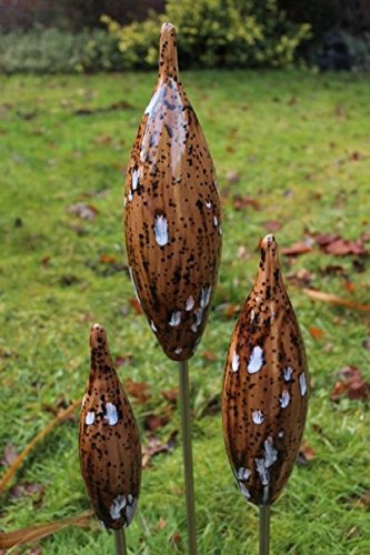Spitzen aus Keramik - braun - 30/25/20 cm Garten Rosenkugel Zapfen