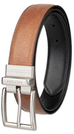 Tommy Hilfiger Men's Reversible Belt, Cognac/Black, 38