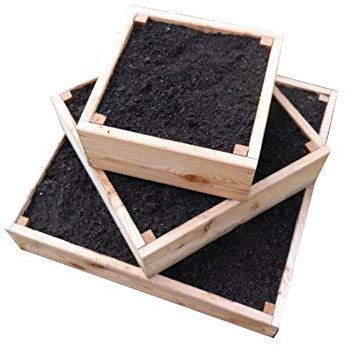 bio-garten Parterre surélevée pyramide pour pommes de terre, herbes et légumes en mélèze 80 x 80 cm avec grille de campagnols