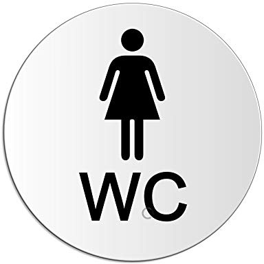 WC Schild Frau Aluminiumschild Ø 100 mm Hintergrund lichtgrau UV-beständig außengeeignet selbstklebend Nr.53156