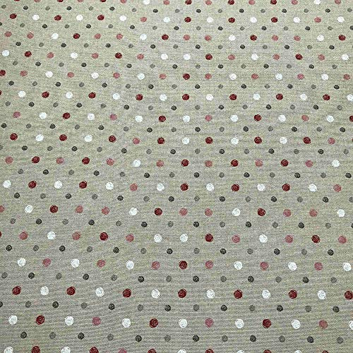 Gedruckt Halbpanama Dekostoff - 280 cm Breite - Meterware ab 0,5 m - Preis gilt für 0,5 m | Tupfen - Beige, Granat, Grau, Rosa, Weiß