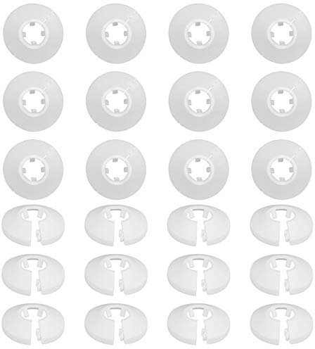 LAITER 24 Stück Heizungsrohr Rosetten 15mm Kunststoff Heizkörperrosetten Rohrmanschette Rosetten Heizungsrohr Abdeckung für Heizkörper Rohr Rohrabdeckungen (Weiß)