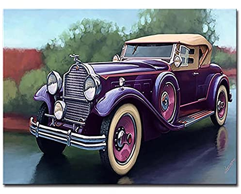 DIY Diamant Malerei Set Oldtimer Altes Auto 45x60cm 5D Full Diamond Painting Bilder, Crystal Strass Stickerei Arts Craft Vollbohrer Stickerei Malerei, für Haus Wand Und Eingang Dekorationen (18x24in)