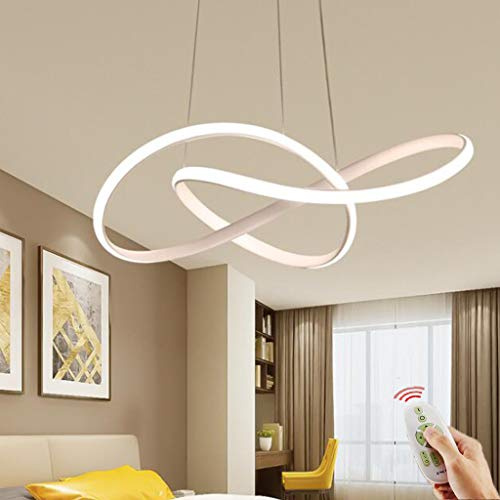 LED Pendant Light Modern dimmable Dining Table Hanging lamp Kitchen Island Chandelier Ceiling Light Acrylic Height Adjustable with Remote Control 3000K-6000K Living Room Office,White,60cm