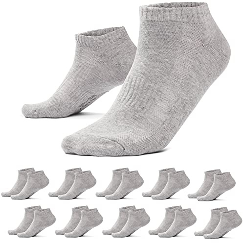 MOUNTREX Sneaker strumpor kvinnor och män (10 par) korta strumpor, sneakerstrumpor, 10 par – grå, 43-46 EU
