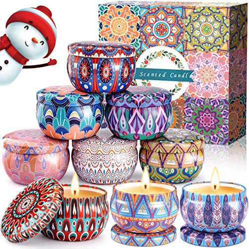 VIPNAJI 9Pcs Candele Profumate Regalo,Regalo Donna,Set Candele Profumate,Cera di Soia Naturale,per Anniversario Natale Festa della Mamma Yoga, Decorazione
