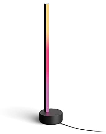 Philips Hue Signe White and Colour Ambiance Gradient Table Lamp [Black], Smart Bedroom Lighting with Bluetooth, Plug-in Lamp Works with Alexa, Google Assistant and Apple Homekit.