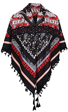 Schal Damen Winter Schön Druck Loop Schal Warm Lätzchen halten Dreieckstuch Damen Schals Halstücher Unisex Herbstschal Winterschal Oversized Weich Scarf Strickschal Fransen Poncho