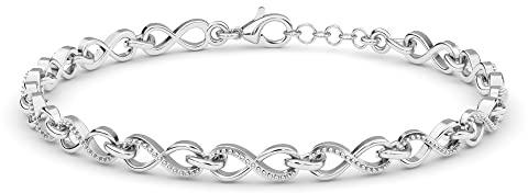 TJC 925 Sterling Silver Infinity Bracelet for Women Adjustable Bracelet | 6.5-8 Infinity Symbol Gold/Silver Bracelets Extender for Womens, Birthday Anniversary Jewellery Gift for Her Daughter Wife