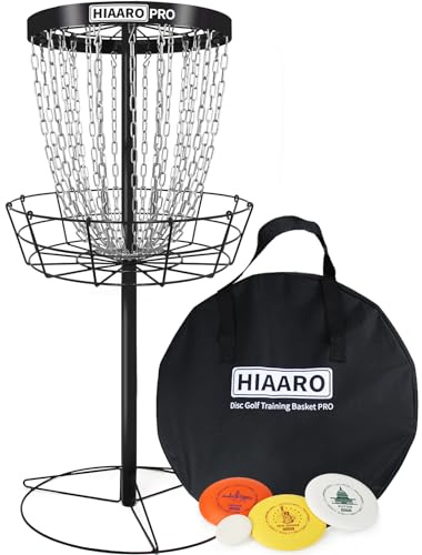 HIAARO 【PDGA-godkänd】 PRO skivgolfkorg, bärbart skivgolf-mål med kraftiga 24 kedjor, professionell frisbee-golfkorgsset med transportväska