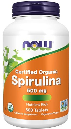 Now Foods Certified Organic Spirulina (Bio-Spirulina), 500mg, hochdosiert, 500 vegane Tabletten, Laborgeprüft, Sojafrei, Glutenfrei, Vegetarisch, Ohne Gentechnik