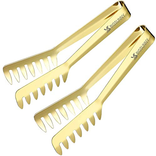 MSY BIGSUNNY Nudelzange Gold Edelstahl Lebensmittelzange Servierzange Spaghettizange 2er Set