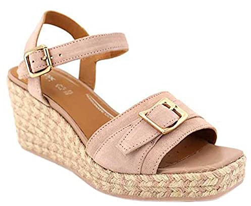 Geox D Panarea, Sandalo espadrillas con zeppa Donna, Rosa (Nude), 37 EU