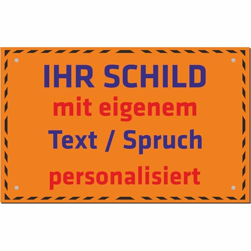 INDIGOS UG - Schilder selbst gestalten - orange - Aluverbundplatte 12 Größen - 30x20-200x100cm - Schild personalisiert mit Text - Schrift - für Garage, Hotel, Parkplatz, Schule, Carport, Firma