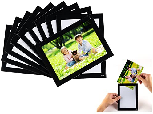 STTMGN Magnetic Picture Frames with Black Border(4X6,10 Pack),Magnet Photo Frame Pockets/Postcard Holder,Decorations for home/office/school/Classroom/party