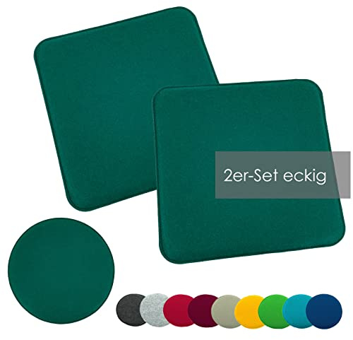 heimtexland ® 2er Pack Sitzkissen Filz Stuhlkissen Bodenkissen Polster Stuhlauflage Indoor Outdoor Kissen eckig Typ631 Filzkissen tannengrün 35x35 cm 2 Stück