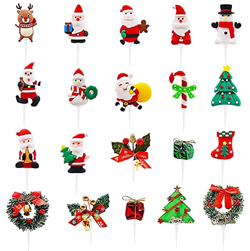 Noël Gâteau Topper, Petit Gâteau Topper Père Noël, Mini Figurines pour Gâteau Anniversaire Fête Dessert Topper