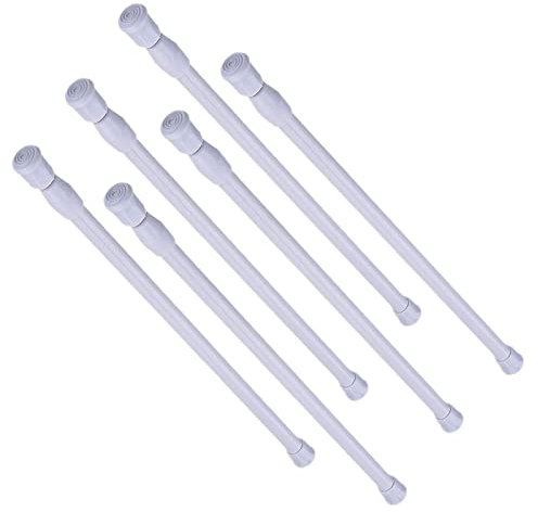 6 Piezas Barra de Cortina,Ajustable Barra Telescópica con Resorte,Barras Extensibles para Colgar Armario,Estantería,Armario,Proyectos de Bricolaje (30-50cm, Blanco)