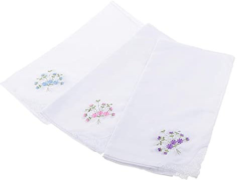 barenx 12 Stück Damen Vintage Baumwolle Stoff Taschentuch Stickerei Spitze Einstecktuch Taschentuch #2, Wie beschrieben