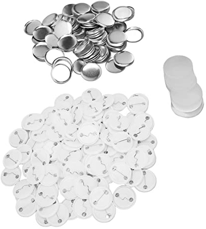 100 st Runda Metallknappar 25 mm för Märkesknappar, Knappmärkessats med Plastdelar, DIY Knapphållare för Knappmaskin, Tomma Knappar att Göra Egna Märk