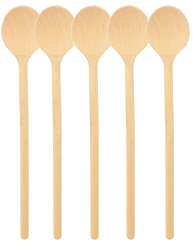teemando® Lot de 5 grandes cuillères rondes en bois de 60 cm pour cuisiner et cuire