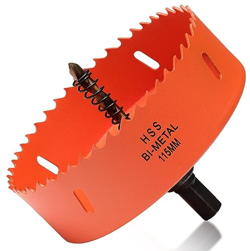 115mm Hole Saw Drill Bit for Wood and Metal, 4.5 inch Circular Hole Cutter for Cast Iron, Aluminum, Plywood, Acrylic, PVC/UPVC