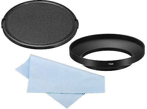 PATIKIL Obiettivo Cappuccio 77mm Ampio Angolo Opaco Superficie Nero | Antiriflesso Interno Cappuccio, con Cappuccio e Pulizia Panno, per Fotocamera Obiettivo