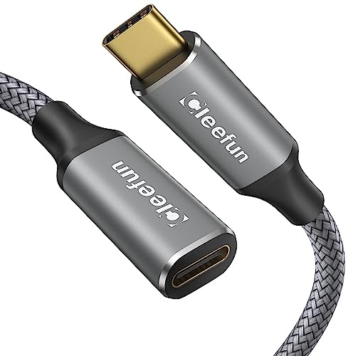 CLEEFUN USB C Verlängerung 2M, USB 3.2 Typ C Stecker auf Buchse Verlängerungskabel Unterstützt 10Gpbs Sync 100W Lade für PSVR2 MacBook Air, Galaxy S25/S24/S23/S22/S21, Tab S8, Pixel 7/6, Pad, Hub