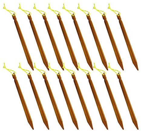 Samnuerly 18 cm Aluminium-Zeltheringe mit Seilpfahl, Camping-Wanderausrüstung, Outdoor-Reisezelt, Sandboden-Zubehör, Outdoor-Reisezelt-Zubehör (Farbe: Rot, 16 Stück) (Gold, 4 Stück) (G