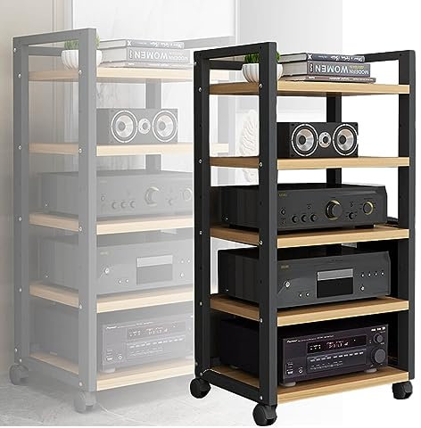 YCOVSFP 5-stufiger AV-Medienständer, Eck-Eckkomponentenschrank Aus Holz, Stereo-Audio-Rack, Multifunktionaler Medien-Stereo-Ständer, CD-Player for Zuhause/Büro (Color : Style-4, Size : 60x40x100cm)
