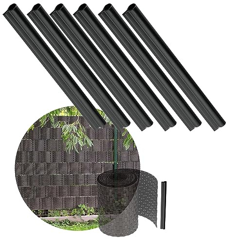 KADAX 6er Set Klemmschienen für Sichtschutzstreifen, Befestigungsclips aus Kunststoff, Klemmstreifen, Clips für Zaunfolie, Endclips (Set, Schwarz)