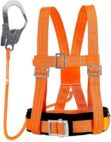 CISSIYOG Absturzsicherung Sicherheitsgurt, Sicherheitsgurt zum Auffangen von Absturz, mit Verdickter Bauchstütze, Tragfähigkeit 100 kg, für Arbeiten in der Luft, Kletterseil (Große Schnalle 1,6 m)