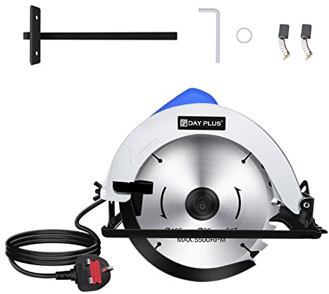 Handkreissäge mit 180mm Kreissägeblatt - Fasenwinkel (0 bis 45°) - 900W Elektrosäge mit Geschwindigkeit 5000 U/min - Max. Schnitttiefe: 90°: 55mm - zum Schneiden von Holz