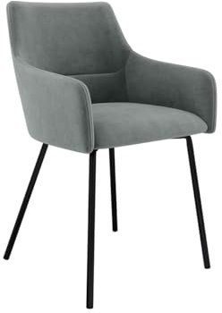 Mirjan24 Esszimmerstuhl Vanina, B:54 x H:81 x T:57 cm, Polsterstuhl Rahmen aus Metall Gepolsterte Sitzfläche Stuhl für Arbeitszimmer Esszimmer Küchenstuhl (Schwarz/Magic Velvet 2217)