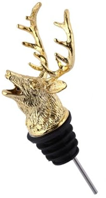 Dzmuero Vertedor de Alcohol, Vertedor de Botellas Vertedor de Aleación de Zinc Vertedor de Forma de Cabeza de Ciervo Pulido Vintage Tignt No Es Fácil de Oxidar para 18 mm-20mm (Gold)