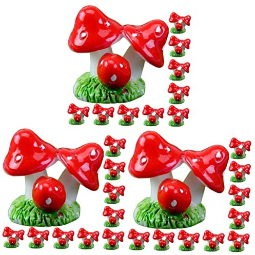 SilteD 60 Stück Mikro-Landschaftspilze aus Kunststoff, Blumentopf-Pilze, Deko, Mini-Garten-Pilz-Dekor, künstliche Pilze, winzige Häuser, Außen-Tür-Dekor, Miniatur-Pilze, Steinkuchen, Kunstharz