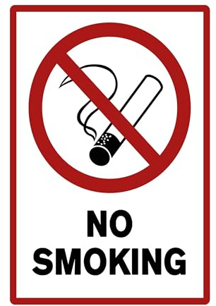SL group - 1 cartello No smoking/fumare vietato 20 x 30 cm in robusta piastra in plastica PVC - divieto di fumo in interni ed esterni - Cartello di divieto per non fumare in tutto l'edificio