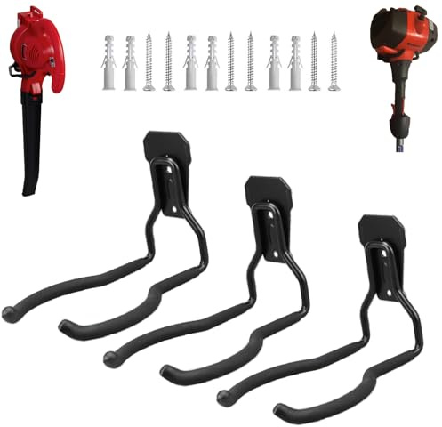 JuforminWeedeater Hanger, String Trimmer Hanger, Weed Eater Rack, Garage Wall Hooks, Power Tool Holder for Garage Wall, Utility Hooks for Garage Tool Organizers and Storage 3Pcs
