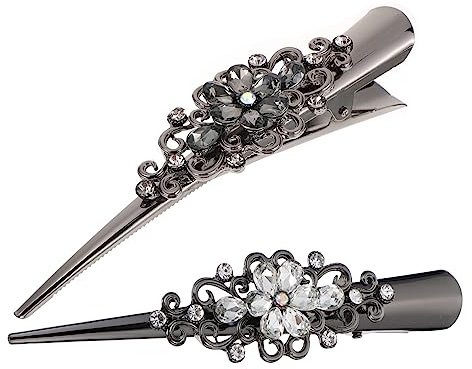 VINTORKY 2st Hornclip Aus Strass Entenschnabelclips Aus Metall Krokodilklemmen Für Haare Haarspange Metall Entenschnabel Haar Clips Alligator Braut Koreanische Version Legierung Klauenclip
