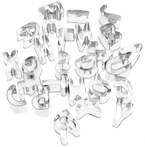 PRETYZOOM Formine Per Biscotti A Forma Di Alfabeto in Acciaio Inox Set Da 26 Pezzi Utensili Da Forno Per Biscotti Facili Da Usare