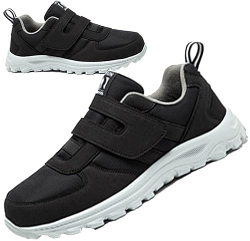 AZMAHT Zapatillas Ancho Especial para Pies Delicados Calzado Suela Antideslizante Calzado para Hombre y Mujer Estar por casa Zapatillas Ortopédica,Men Black,43/265mm