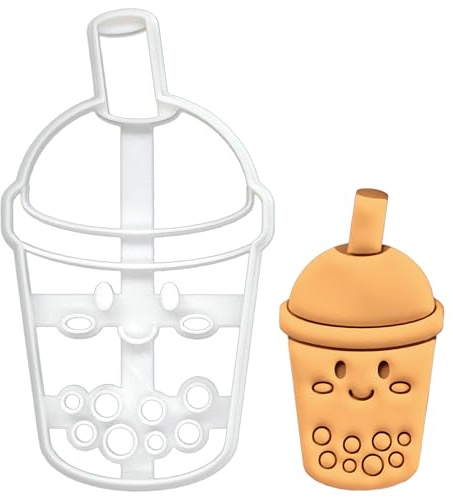 BAKERLOGY Emporte-pièce Thé Boba - Conception détaillée d'emporte-pièces pour la pâtisserie et l'artisanat, adaptée au fondant, à la pâte, à l'argile