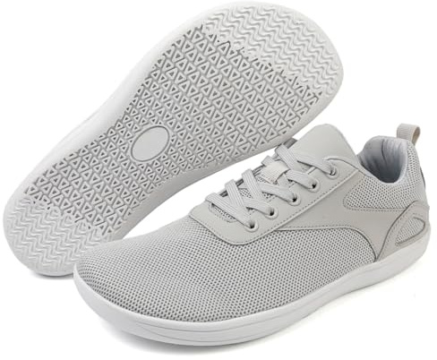 AONEGOLD Barefoot Minimalistas Hombre Mujer Zapatillas De Trail Running Ligeros Transpirables Deporte con Horma Ancha Zapatos Descalzos Calzado para Fitness（Gris/40EU）