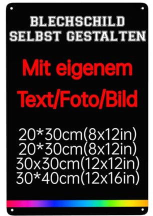 Blech-Schild Selbst Gestalten, Parkplatzschild, Schilder, Wunschtext Schild, Personalisiert Mit Foto Und Text, Logo, Alu-Dibond 6 Größen, Für Garage, Hotel, Parkplatz, Schule, Carport,Firma, 20*30cm