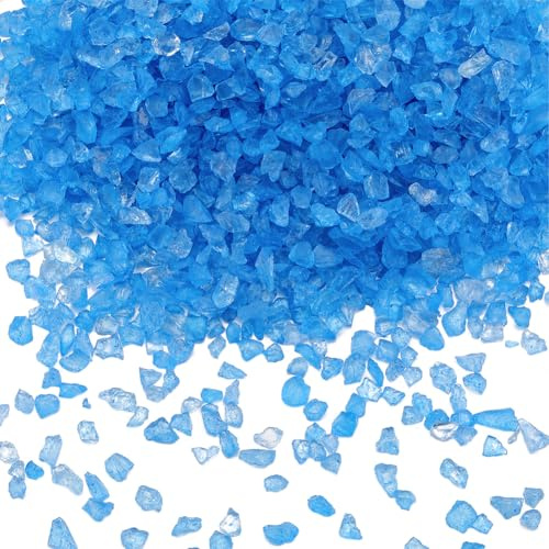 SUNNYCLUE 1 Schachtel 200 g Blaue Glassplitter Zerbrochenes Glas Großmengen Kunstharz Kleine Klobige Flocken Pailletten Unregelmäßige Kristallstücke Für Nagelkunst DIY Vasenfüller Schmuckherstellung B