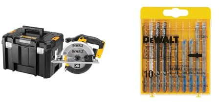 DEWALT - Scie Circulaire XR 18V - DCS391NT-XJ - Scie Circulaire sans Fil avec Coffret TSTAK & DT2294-QZ Lame de Scie Set 10pcs, Argent