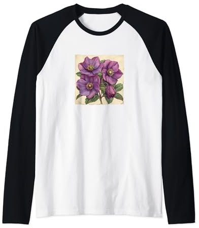 Motif floral hellébore Manche Raglan
